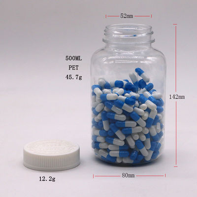 500 ml πλαστικό δοχείο φαρμάκων PET με εκτύπωση οθόνης και προστατευτικό καπάκι για παιδιά