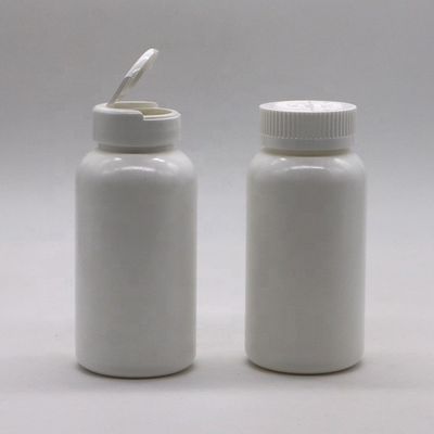200 ml στρογγυλό σχήμα HDPE πλαστικό μπουκάλι αποθήκευσης χάπια με Flip Over κάλυμμα και υλικό PE