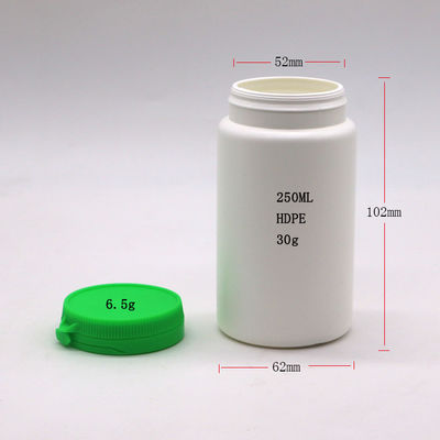 250 ml Στρογγυλό HDPE πλαστικό μπουκάλι για συμπλήρωμα κάψουλας