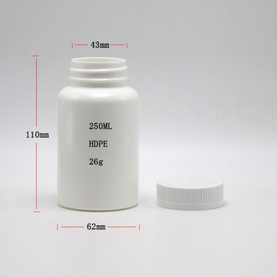 Προσαρμοσμένο καπάκι βίδας 250ml HDPE πλαστικό μπουκάλι για τα χάπια ιατρικής ποιότητας εύκολο να ανοίξει
