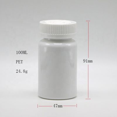 100 ml/3.4oz Στρογγυλό σχήμα Προσαρμοσμένο πλαστικό μπουκάλι χάπια PET για αποθήκευση φαρμάκων